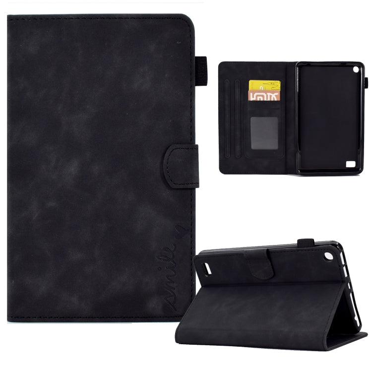 Custodia in pelle per tablet con flip con sorriso in rilievo, For Amazon Kindle Paperwhite 4/3/2/1, For Amazon Kindle Fire 7 2019/2017/2015