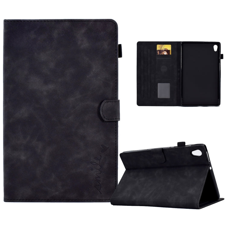 Custodia in pelle per tablet con flip con sorriso in rilievo, For Lenovo Tab M10, For Lenovo Tab M10 HD Gen 2, For Lenovo Tab M10 3rd Gen, For Lenovo M10 Plus