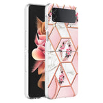 Cassa del telefono in TPU con motivo floreale in marmo galvanico, For Samsung Galaxy Z Flip4, For Nothing Phone 1