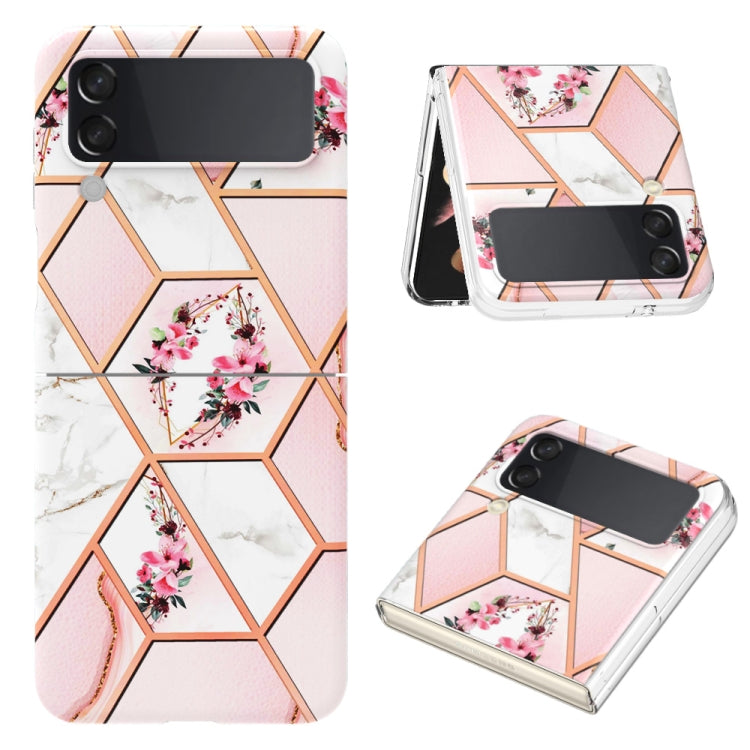 Cassa del telefono in TPU con motivo floreale in marmo galvanico, For Samsung Galaxy Z Flip4, For Nothing Phone 1