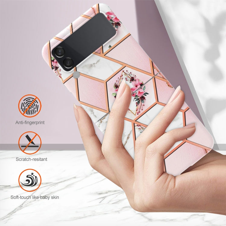 Cassa del telefono in TPU con motivo floreale in marmo galvanico, For Samsung Galaxy Z Flip4, For Nothing Phone 1