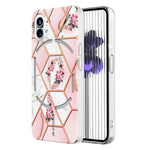 Cassa del telefono in TPU con motivo floreale in marmo galvanico, For Samsung Galaxy Z Flip4, For Nothing Phone 1