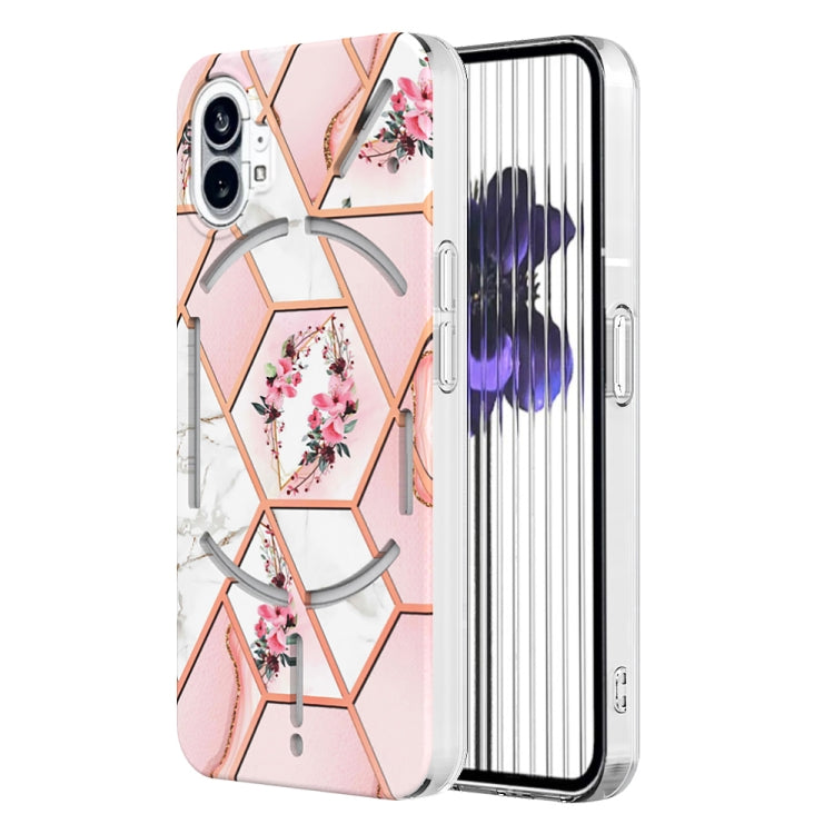 Cassa del telefono in TPU con motivo floreale in marmo galvanico, For Samsung Galaxy Z Flip4, For Nothing Phone 1