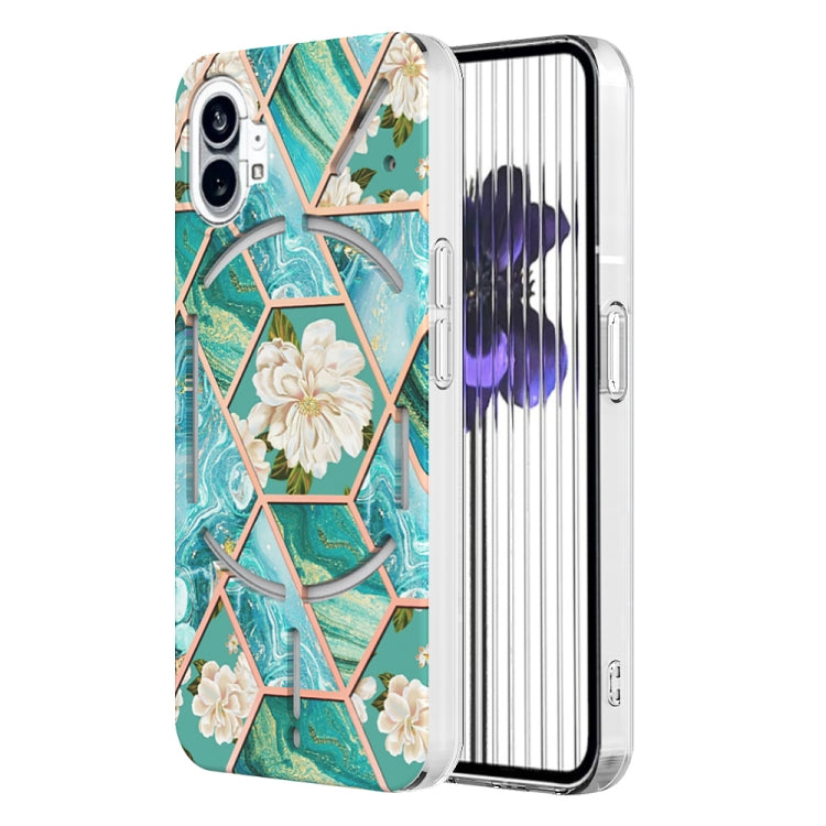 Cassa del telefono in TPU con motivo floreale in marmo galvanico, For Samsung Galaxy Z Flip4, For Nothing Phone 1