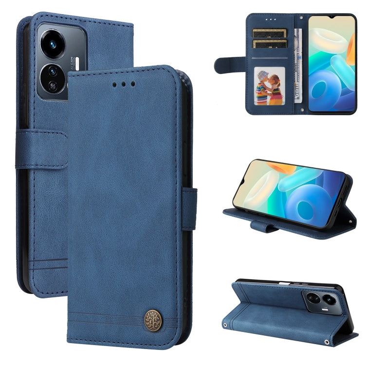 Custodia per telefono in pelle con bottone in metallo con albero della vita Skin Feel, For vivo Y02s, For vivo Y75 4G / S10e, For vivo Y77 5G, For Xiaomi Poco C40