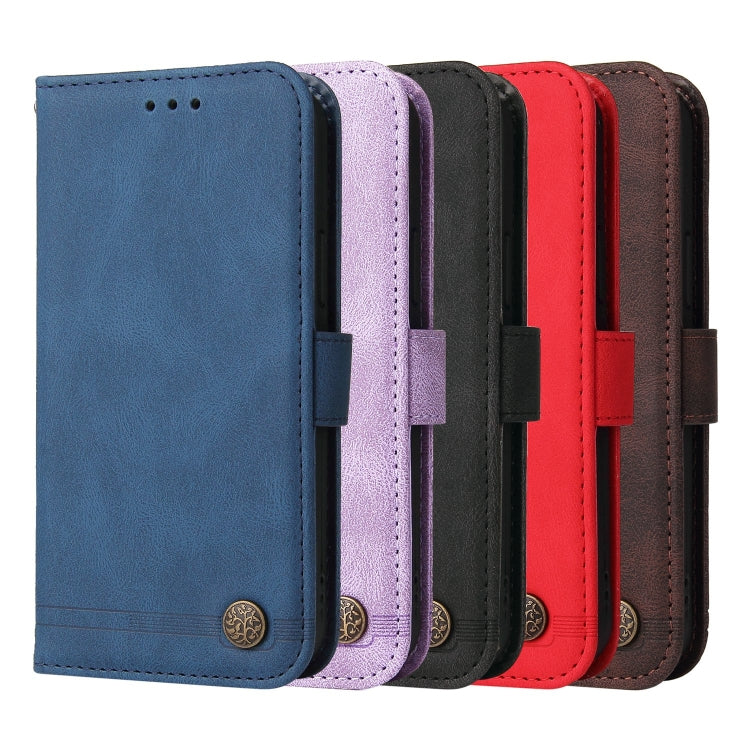 Custodia per telefono in pelle con bottone in metallo con albero della vita Skin Feel, For Xiaomi Poco M4 5G
