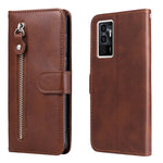 Custodia per telefono in pelle con cerniera in vitello, For vivo Y02s, For vivo Y75 4G / S10e, For vivo Y77 5G, For Xiaomi Poco C40