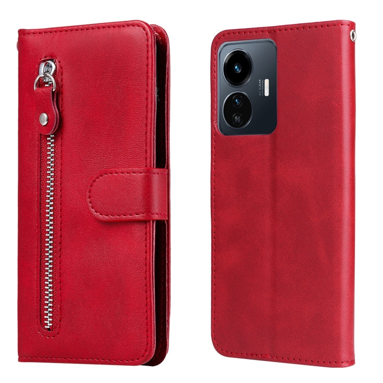 Custodia per telefono in pelle con cerniera in vitello, For vivo Y02s, For vivo Y75 4G / S10e, For vivo Y77 5G, For Xiaomi Poco C40