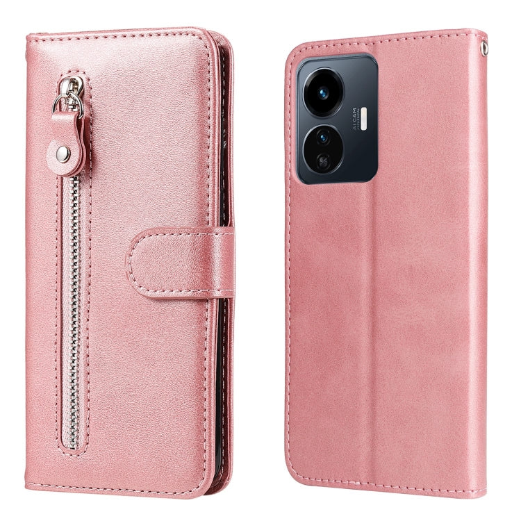 Custodia per telefono in pelle con cerniera in vitello, For vivo Y02s, For vivo Y75 4G / S10e, For vivo Y77 5G, For Xiaomi Poco C40