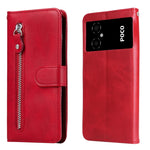 Custodia per telefono in pelle con cerniera in vitello, For Xiaomi Poco M4 5G