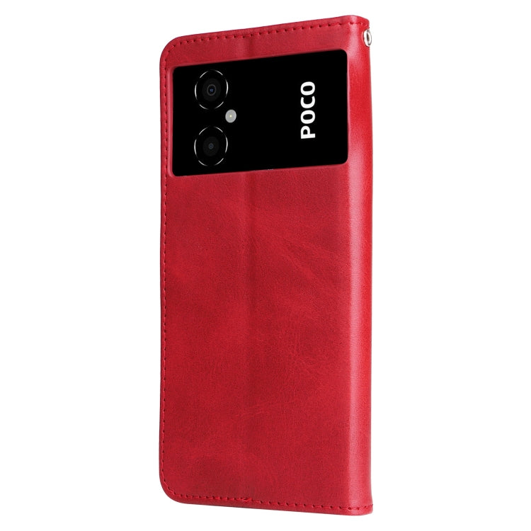 Custodia per telefono in pelle con cerniera in vitello, For Xiaomi Poco M4 5G