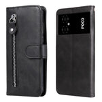 Custodia per telefono in pelle con cerniera in vitello, For Xiaomi Poco M4 5G