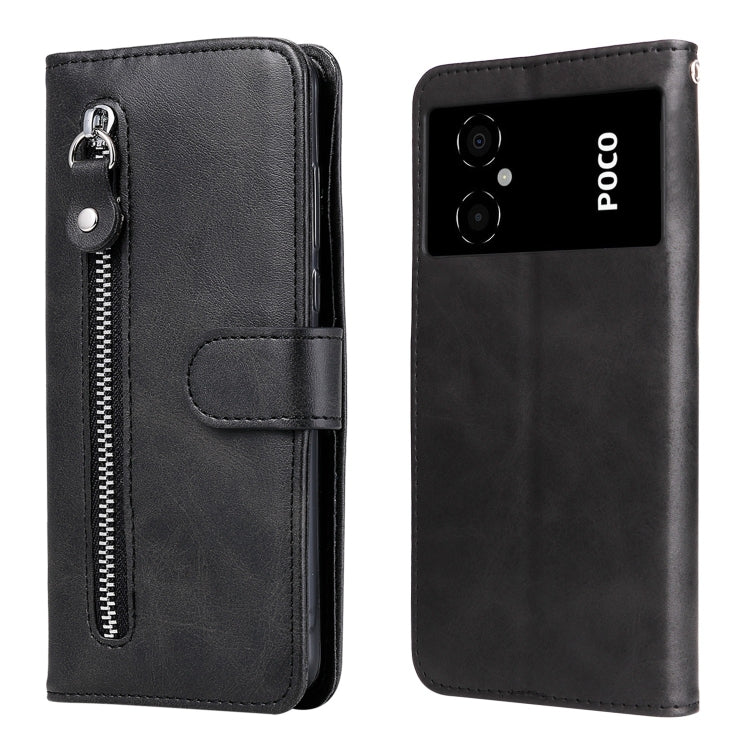 Custodia per telefono in pelle con cerniera in vitello, For Xiaomi Poco M4 5G