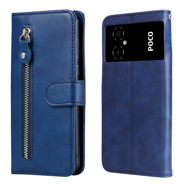 Custodia per telefono in pelle con cerniera in vitello, For Xiaomi Poco M4 5G