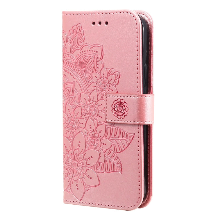 Custodia per telefono in pelle goffrata con fiori a 7 petali, For vivo Y02s, For vivo Y75 4G / S10e, For vivo Y77 5G, For Xiaomi Poco C40