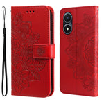Custodia per telefono in pelle goffrata con fiori a 7 petali, For vivo Y02s, For vivo Y75 4G / S10e, For vivo Y77 5G, For Xiaomi Poco C40