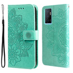Custodia per telefono in pelle goffrata con fiori a 7 petali, For vivo Y02s, For vivo Y75 4G / S10e, For vivo Y77 5G, For Xiaomi Poco C40
