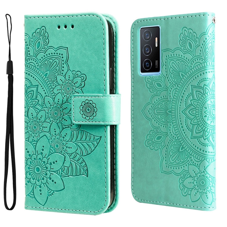 Custodia per telefono in pelle goffrata con fiori a 7 petali, For vivo Y02s, For vivo Y75 4G / S10e, For vivo Y77 5G, For Xiaomi Poco C40