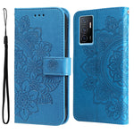 Custodia per telefono in pelle goffrata con fiori a 7 petali, For vivo Y02s, For vivo Y75 4G / S10e, For vivo Y77 5G, For Xiaomi Poco C40
