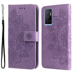 Custodia per telefono in pelle goffrata con fiori a 7 petali, For vivo Y02s, For vivo Y75 4G / S10e, For vivo Y77 5G, For Xiaomi Poco C40
