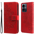 Custodia per telefono in pelle goffrata con fiori a 7 petali, For vivo Y02s, For vivo Y75 4G / S10e, For vivo Y77 5G, For Xiaomi Poco C40