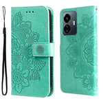 Custodia per telefono in pelle goffrata con fiori a 7 petali, For vivo Y02s, For vivo Y75 4G / S10e, For vivo Y77 5G, For Xiaomi Poco C40