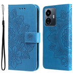 Custodia per telefono in pelle goffrata con fiori a 7 petali, For vivo Y02s, For vivo Y75 4G / S10e, For vivo Y77 5G, For Xiaomi Poco C40