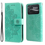 Custodia per telefono in pelle goffrata con fiori a 7 petali, For vivo Y02s, For vivo Y75 4G / S10e, For vivo Y77 5G, For Xiaomi Poco C40
