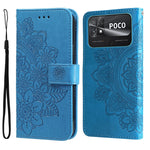 Custodia per telefono in pelle goffrata con fiori a 7 petali, For vivo Y02s, For vivo Y75 4G / S10e, For vivo Y77 5G, For Xiaomi Poco C40