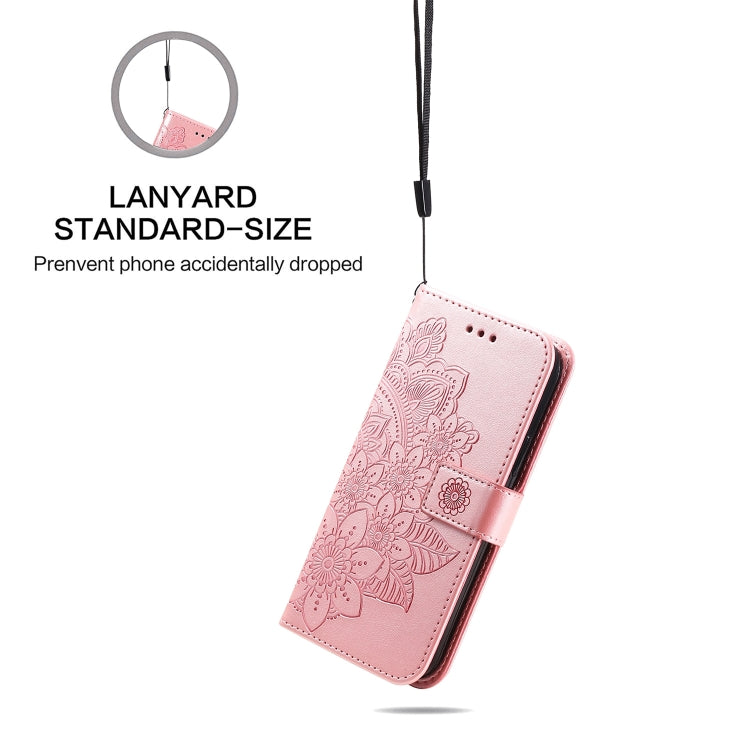Custodia per telefono in pelle goffrata con fiori a 7 petali, For Xiaomi Poco M4 5G