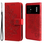 Custodia per telefono in pelle goffrata con fiori a 7 petali, For Xiaomi Poco M4 5G