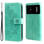Custodia per telefono in pelle goffrata con fiori a 7 petali, For Xiaomi Poco M4 5G