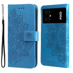 Custodia per telefono in pelle goffrata con fiori a 7 petali, For Xiaomi Poco M4 5G