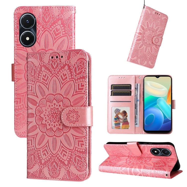 Custodia per telefono in pelle di girasole goffrata, For vivo Y02s, For vivo Y75 4G / S10e, For vivo Y77 5G, For Xiaomi Poco C40