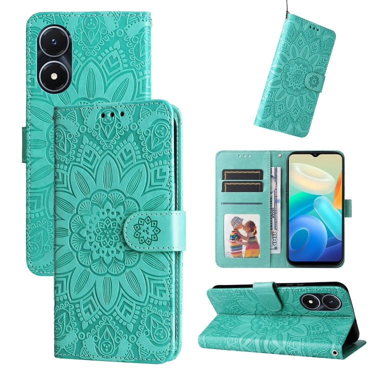 Custodia per telefono in pelle di girasole goffrata, For vivo Y02s, For vivo Y75 4G / S10e, For vivo Y77 5G, For Xiaomi Poco C40