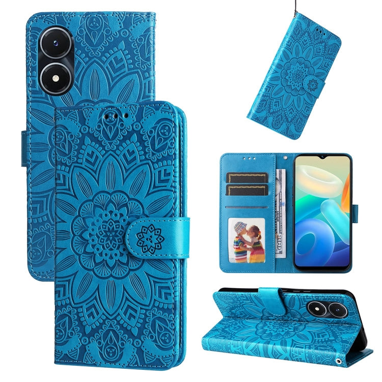 Custodia per telefono in pelle di girasole goffrata, For vivo Y02s, For vivo Y75 4G / S10e, For vivo Y77 5G, For Xiaomi Poco C40