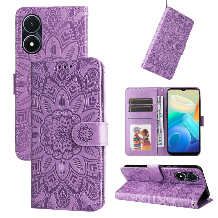 Custodia per telefono in pelle di girasole goffrata, For vivo Y02s, For vivo Y75 4G / S10e, For vivo Y77 5G, For Xiaomi Poco C40