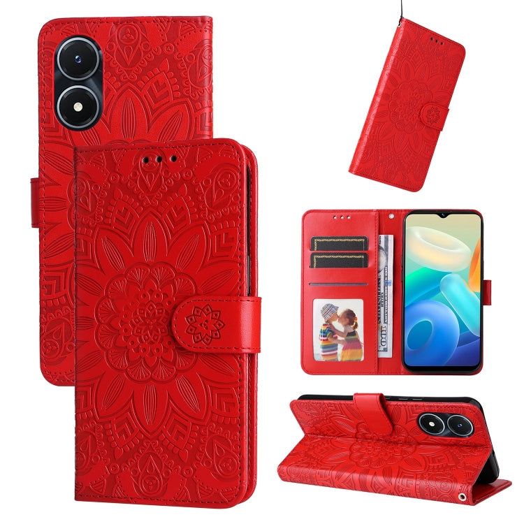 Custodia per telefono in pelle di girasole goffrata, For vivo Y02s, For vivo Y75 4G / S10e, For vivo Y77 5G, For Xiaomi Poco C40