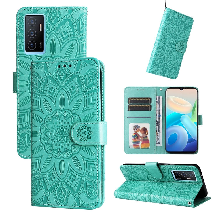 Custodia per telefono in pelle di girasole goffrata, For vivo Y02s, For vivo Y75 4G / S10e, For vivo Y77 5G, For Xiaomi Poco C40
