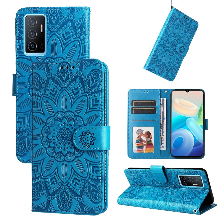 Custodia per telefono in pelle di girasole goffrata, For vivo Y02s, For vivo Y75 4G / S10e, For vivo Y77 5G, For Xiaomi Poco C40