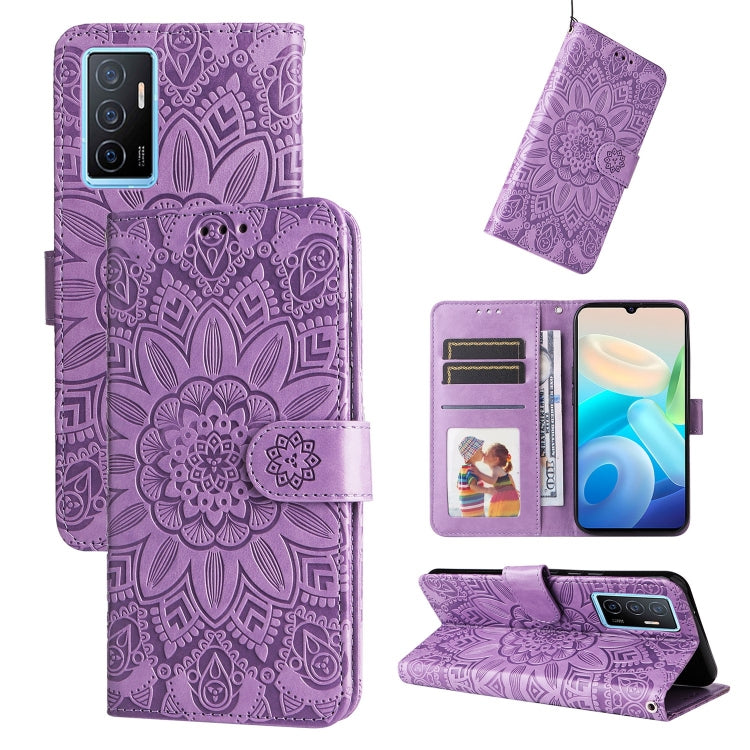 Custodia per telefono in pelle di girasole goffrata, For vivo Y02s, For vivo Y75 4G / S10e, For vivo Y77 5G, For Xiaomi Poco C40