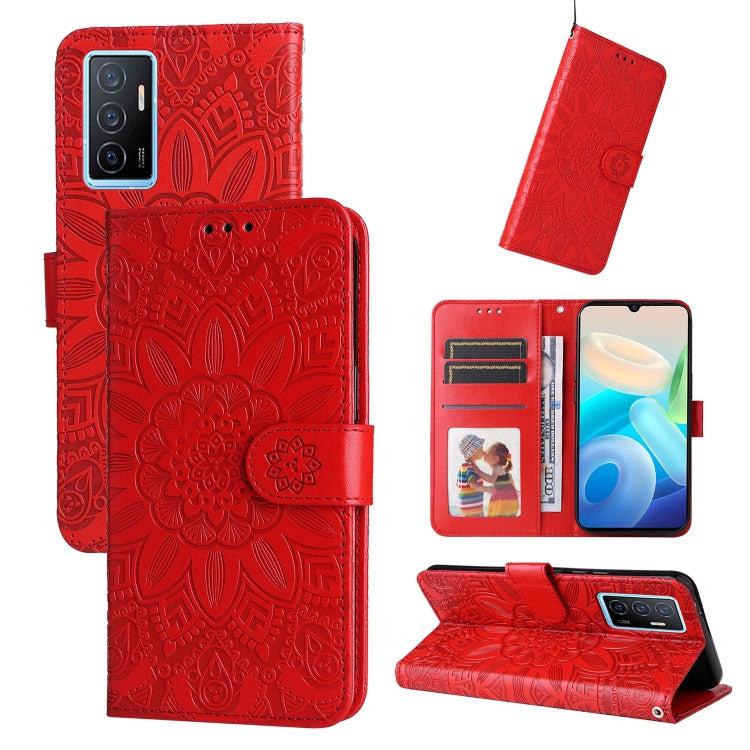 Custodia per telefono in pelle di girasole goffrata, For vivo Y02s, For vivo Y75 4G / S10e, For vivo Y77 5G, For Xiaomi Poco C40