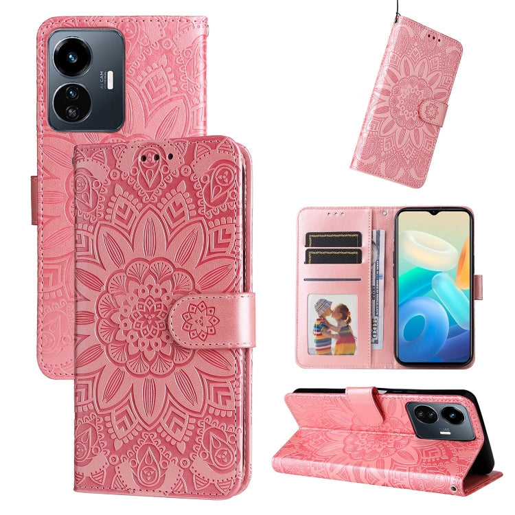 Custodia per telefono in pelle di girasole goffrata, For vivo Y02s, For vivo Y75 4G / S10e, For vivo Y77 5G, For Xiaomi Poco C40