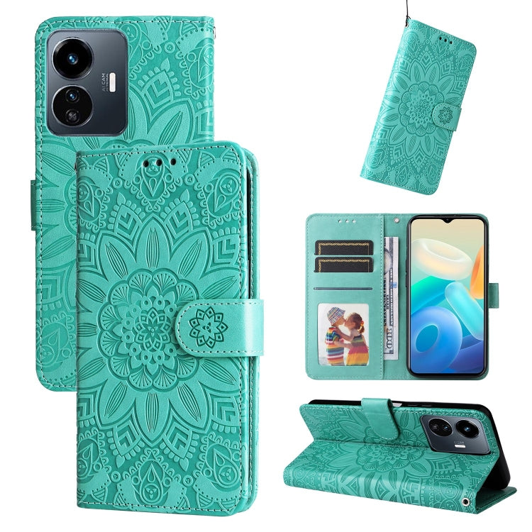 Custodia per telefono in pelle di girasole goffrata, For vivo Y02s, For vivo Y75 4G / S10e, For vivo Y77 5G, For Xiaomi Poco C40