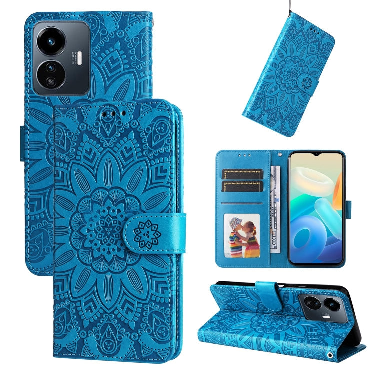 Custodia per telefono in pelle di girasole goffrata, For vivo Y02s, For vivo Y75 4G / S10e, For vivo Y77 5G, For Xiaomi Poco C40