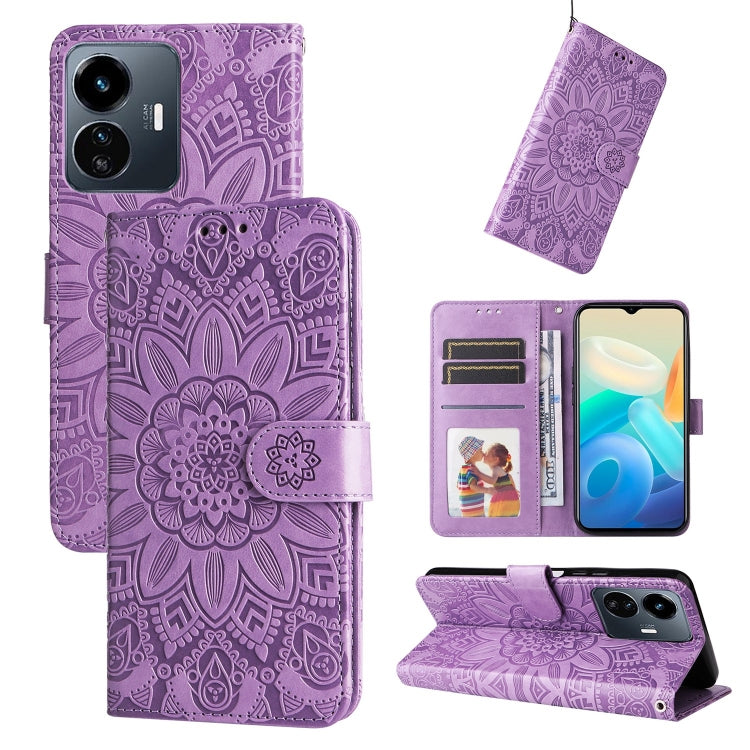 Custodia per telefono in pelle di girasole goffrata, For vivo Y02s, For vivo Y75 4G / S10e, For vivo Y77 5G, For Xiaomi Poco C40