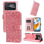 Custodia per telefono in pelle di girasole goffrata, For vivo Y02s, For vivo Y75 4G / S10e, For vivo Y77 5G, For Xiaomi Poco C40