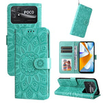 Custodia per telefono in pelle di girasole goffrata, For vivo Y02s, For vivo Y75 4G / S10e, For vivo Y77 5G, For Xiaomi Poco C40