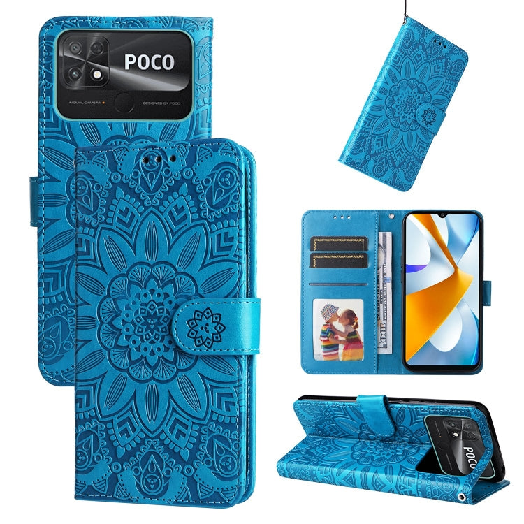 Custodia per telefono in pelle di girasole goffrata, For vivo Y02s, For vivo Y75 4G / S10e, For vivo Y77 5G, For Xiaomi Poco C40