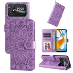 Custodia per telefono in pelle di girasole goffrata, For vivo Y02s, For vivo Y75 4G / S10e, For vivo Y77 5G, For Xiaomi Poco C40
